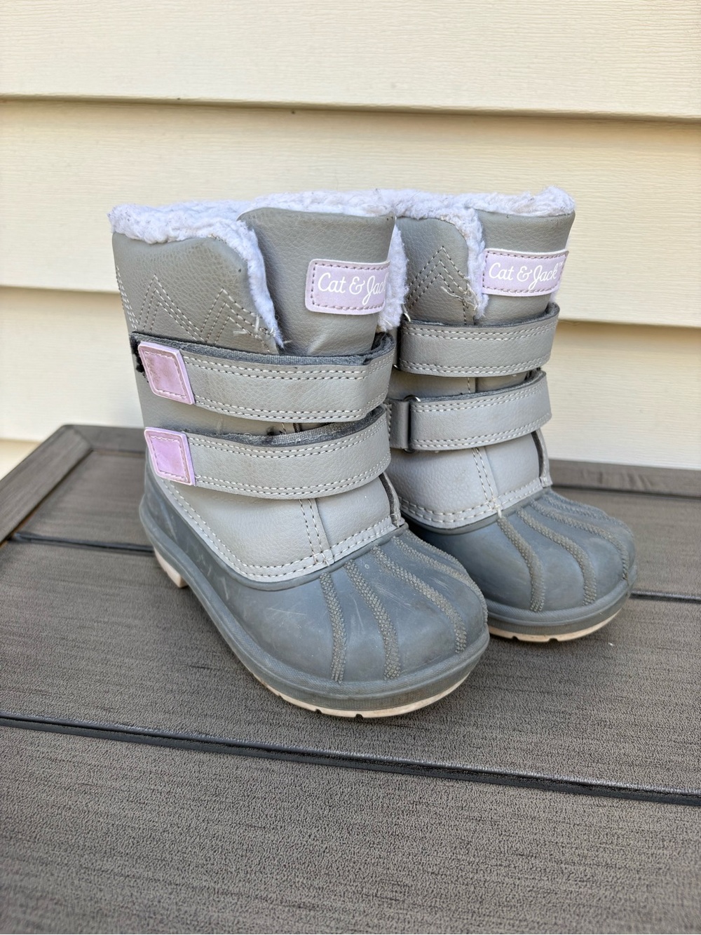 Cat & Jack Toddler Gray Boots with Light Pink Accents